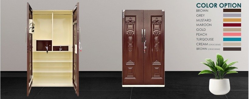 Premium 2 Door Steel Almirah – Designer Embossed Series