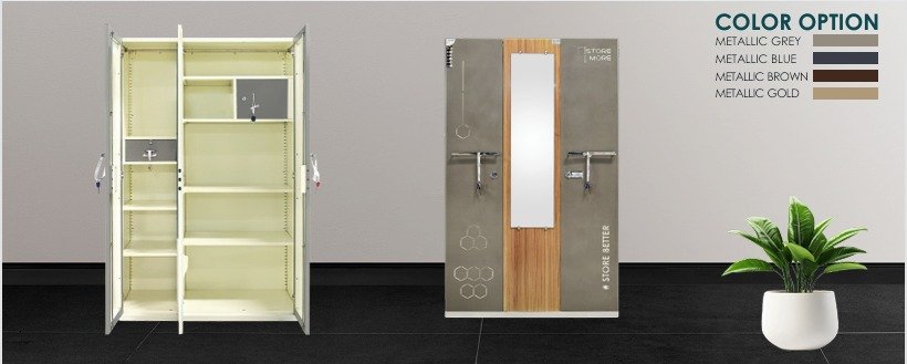 Premium 2 Door Metallic Steel Almirah with Mirror